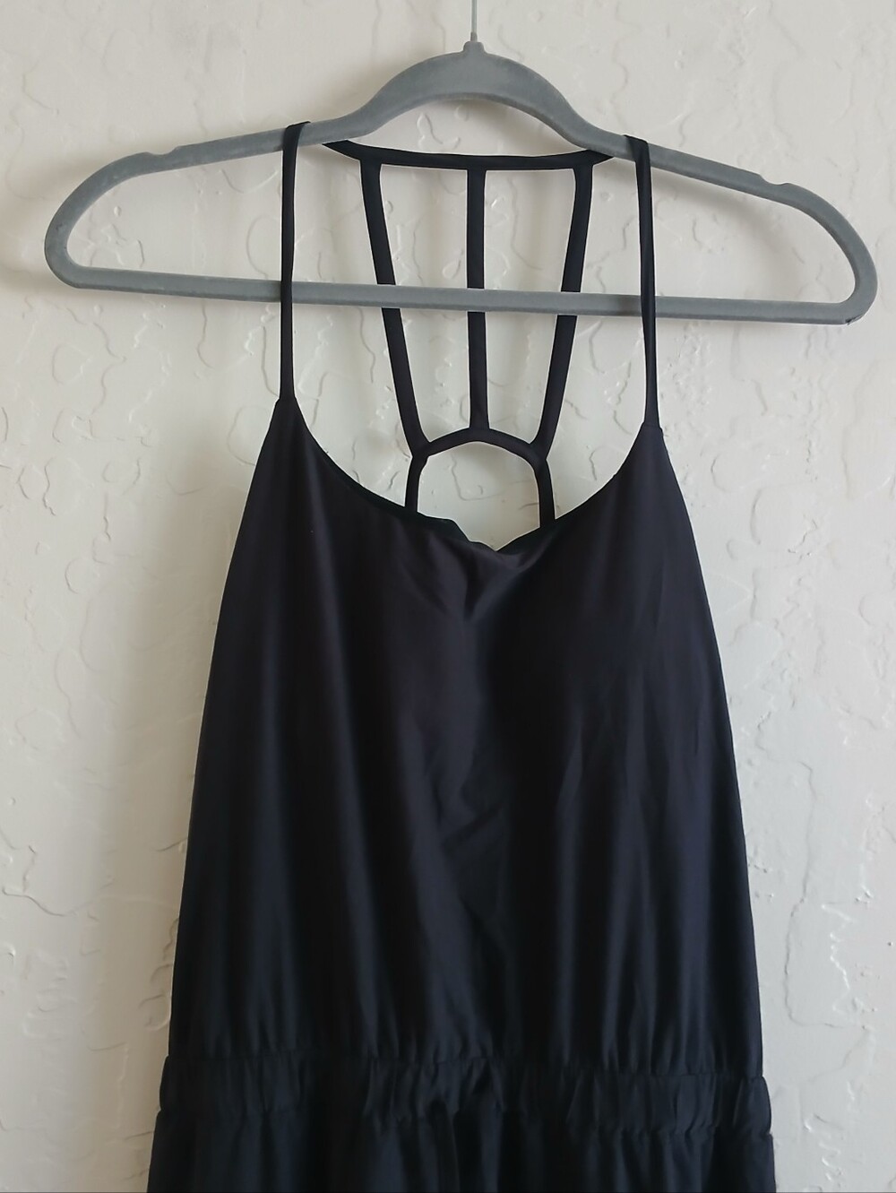 ATHLETA High Low Maxi Dress Women's 4 Black Cinch Waist Built In Padded Bra - Picture 4 of 8